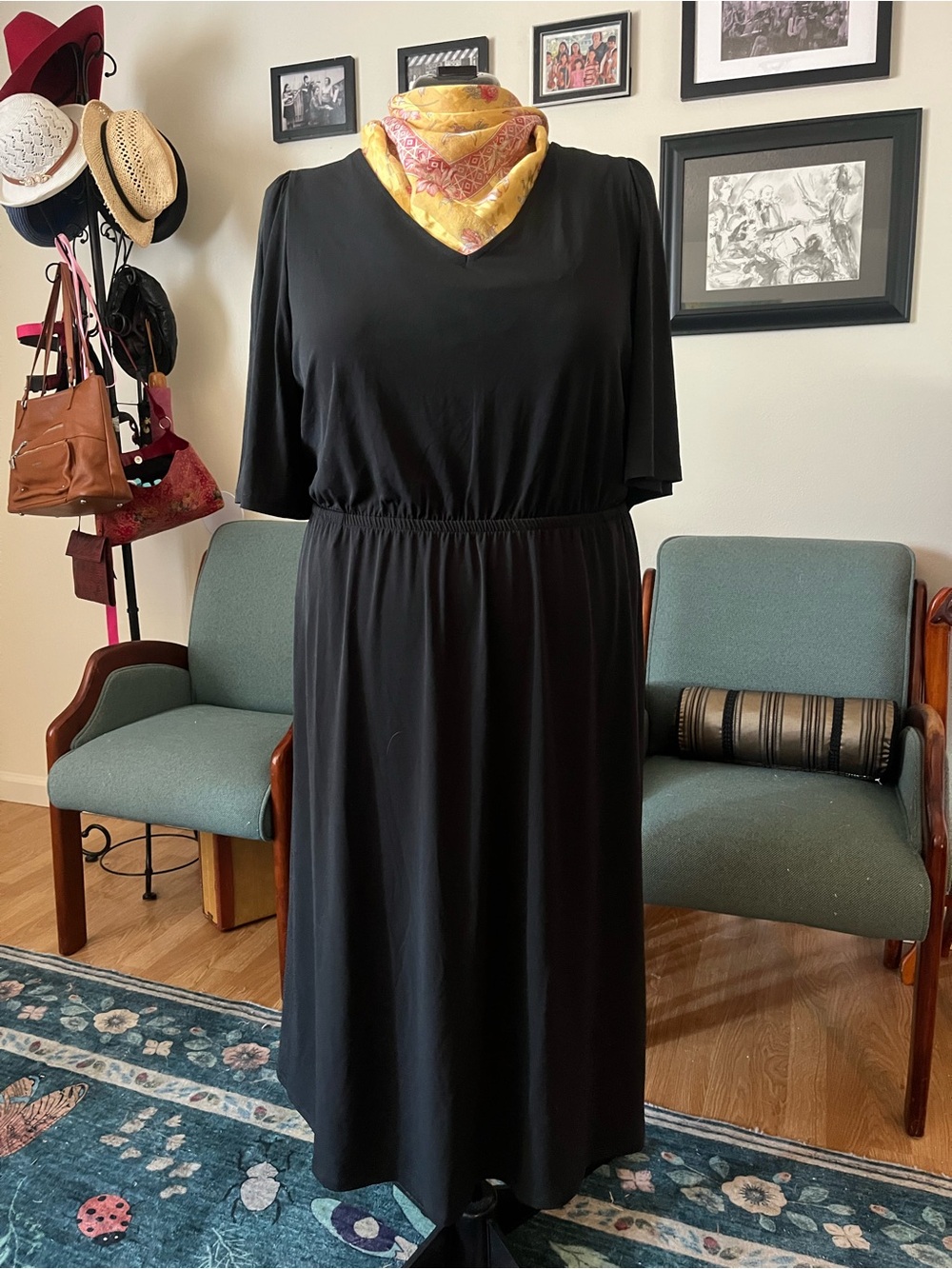 Classic Black Maxi Dress with Elastic Waist